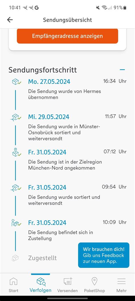 hermes wann in zustellung|hermes sendung versand zeit.